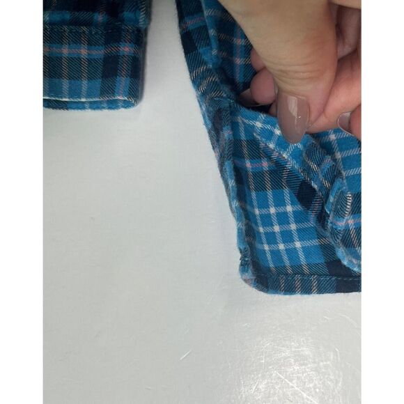 L.L. Bean Plaid Flannel Shirt Pintuck Top Size Medium 1/2 Button Pullover - Picture 7 of 13